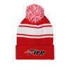 Thumbnail image for  Red/White Two Tone Knit Pom Beanie w/Cuff