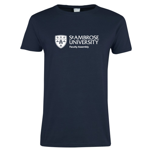  Womens Navy Short Sleeve Tee - St Ambrose - Faculty Assembly