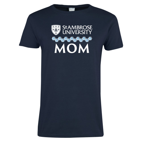  Womens Navy Short Sleeve Tee - St Ambrose - Mom