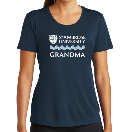  Womens Navy Performance Tee - St Ambrose - Grandma