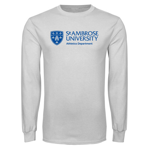  White Long Sleeve T Shirt - St Ambrose - Athletics Department