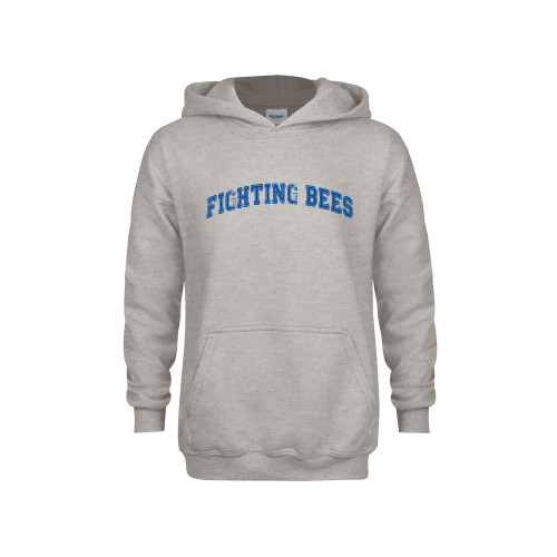  Youth Grey Fleece Hood - St Ambrose - Fighting Bees Arched Distressed