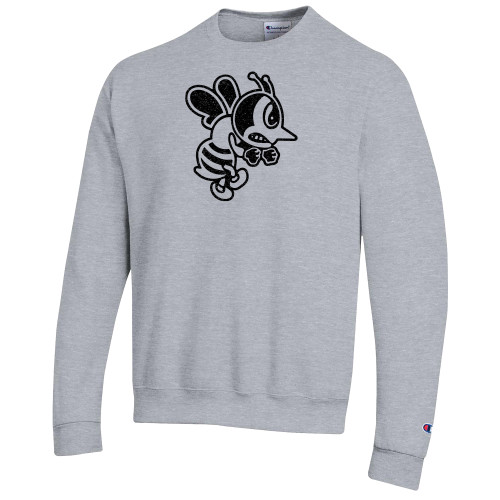  Champion Heather Grey Fleece Crew - St Ambrose - Fighting Bee Distressed