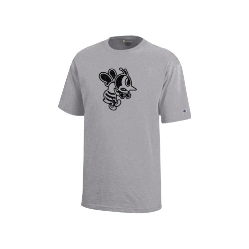  Champion Youth Grey Short Sleeve Tee - St Ambrose - Fighting Bee Distressed