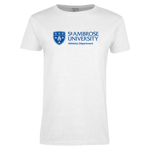 Womens White Short Sleeve Tee - St Ambrose - Athletics Department