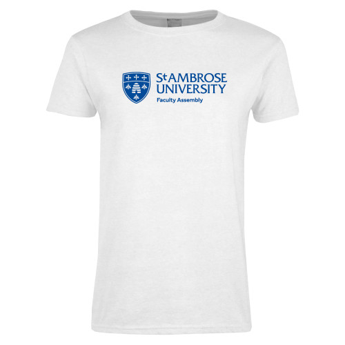  Womens White Short Sleeve Tee - St Ambrose - Faculty Assembly