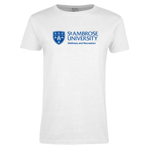  Womens White Short Sleeve Tee - St Ambrose - Wellness and Recreation