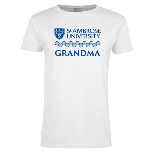  Womens White Short Sleeve Tee - St Ambrose - Grandma