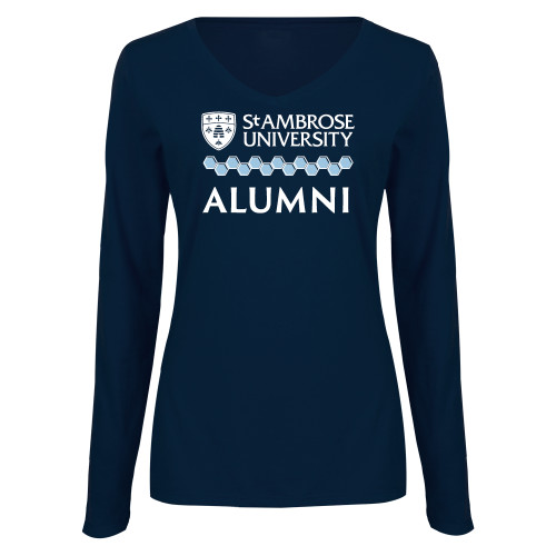 Main Image for  Womens Navy Long Sleeve V Neck Tee 