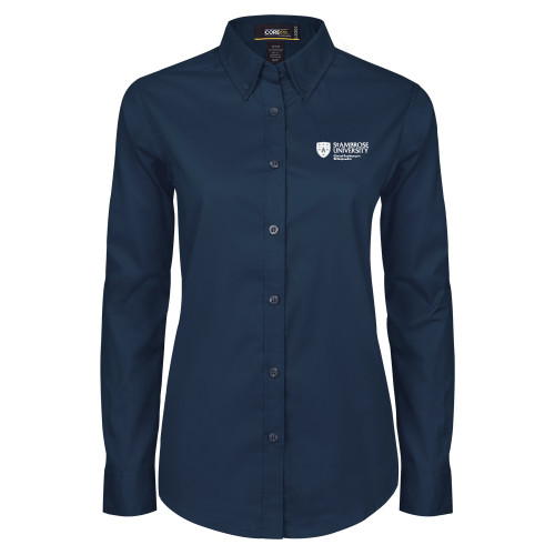  Womens Navy Twill Button Down Long Sleeve  - St Ambrose - Clinical Residency in Orthopaedics