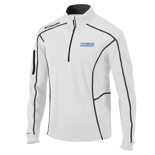  Columbia White Omni Wick Shotgun 1/4 Zip - St Ambrose Wordmark