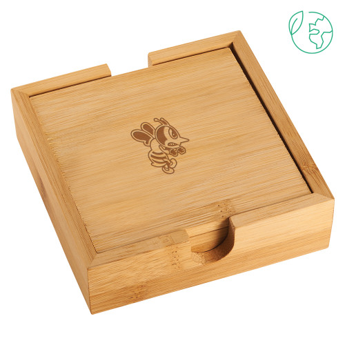  Bamboo Coaster Set - SAU Fighting Bee Engraved
