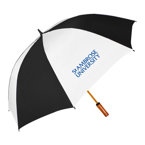  64 Inch Black/White Umbrella - St Ambrose Wordmark