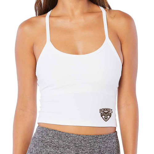  Beyond Yoga Womens Cloud White Spacedye Slim Racerback Cropped Tank - St Bonaventure Primary Mascot
