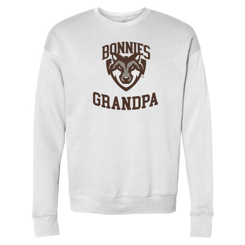  Bella + Canvas White Fleece Crew - St Bonaventure Grandpa