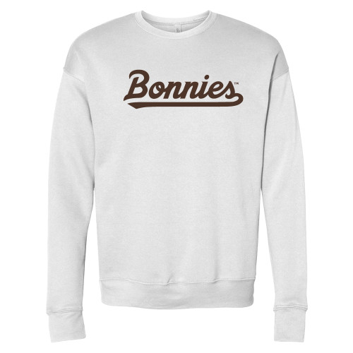  Bella + Canvas White Fleece Crew - St Bonaventure Bonnies Script