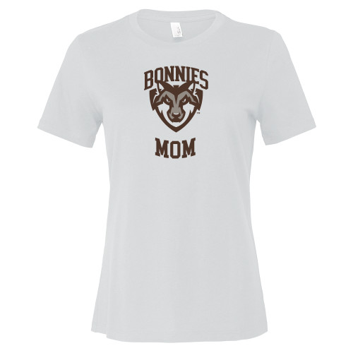  Bella + Canvas Womens White Relaxed Cotton T Shirt - St Bonaventure Mom
