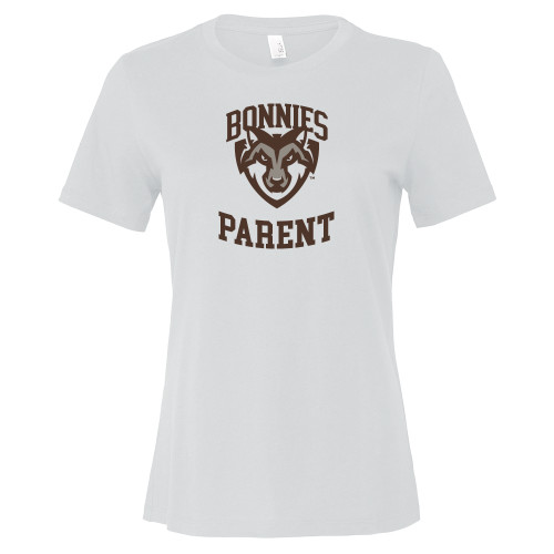  Bella + Canvas Womens White Relaxed Cotton T Shirt - St Bonaventure Parent