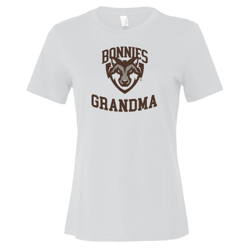  Bella + Canvas Womens White Relaxed Cotton T Shirt - St Bonaventure Grandma