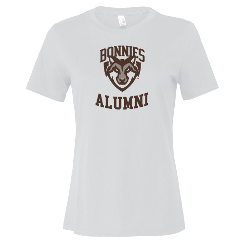  Bella + Canvas Womens White Relaxed Cotton T Shirt - St Bonaventure Alumni