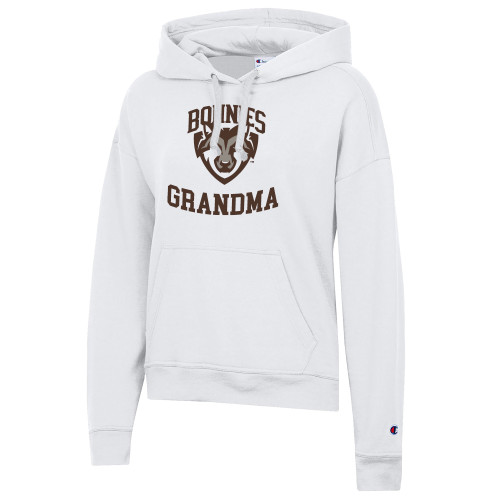  Champion Womens White Powerblend Pullover Hood - St Bonaventure Grandma