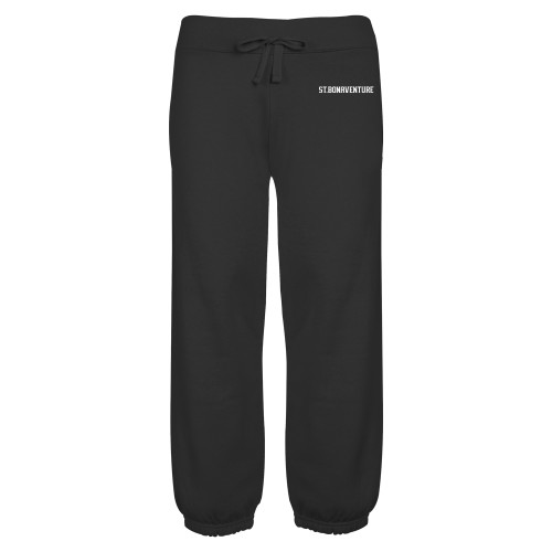  ENZA Womens Black Banded Fleece Capri - St Bonaventure Collegiate Text