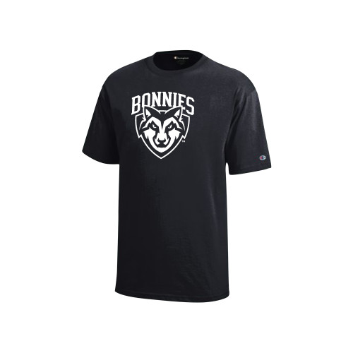  Champion Youth Black Short Sleeve Tee - St Bonaventure Primary Mascot Mark