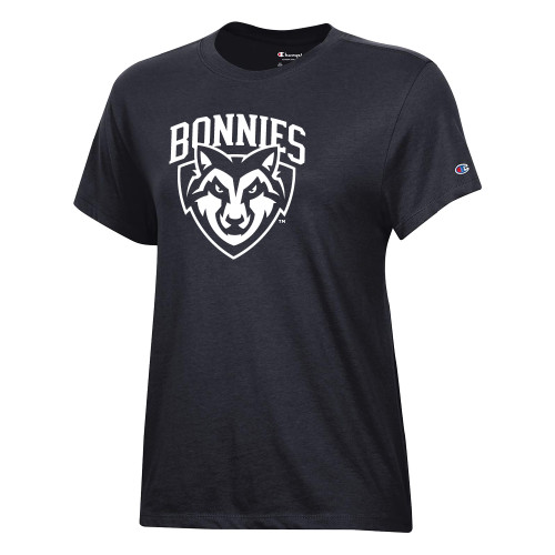  Champion Womens Black Core Short Sleeve Tee - St Bonaventure Primary Mascot Mark