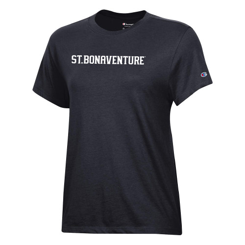  Champion Womens Black Core Short Sleeve Tee - St Bonaventure Collegiate Text