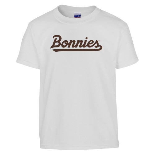  Youth White T Shirt - St Bonaventure Bonnies Script
