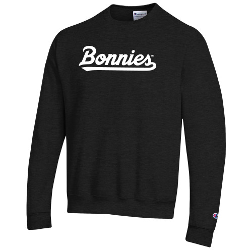  Champion Black Fleece Crew - St Bonaventure Bonnies Script