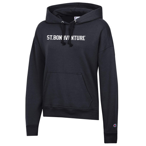  Champion Womens Black Powerblend Pullover Hood - St Bonaventure Collegiate Text