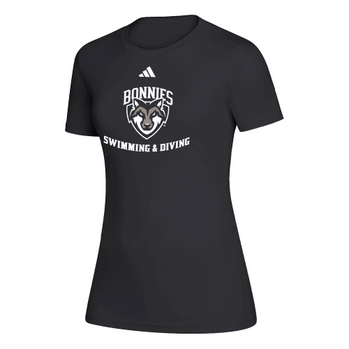  Adidas Womens Black Creator Performance Tee - St Bonaventure Swim and Diving - Adidas