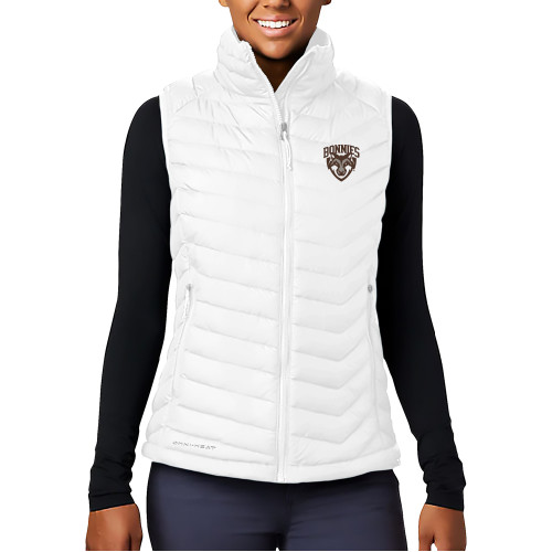  Columbia Womens White Powder Lite Vest - St Bonaventure Primary Mascot Mark