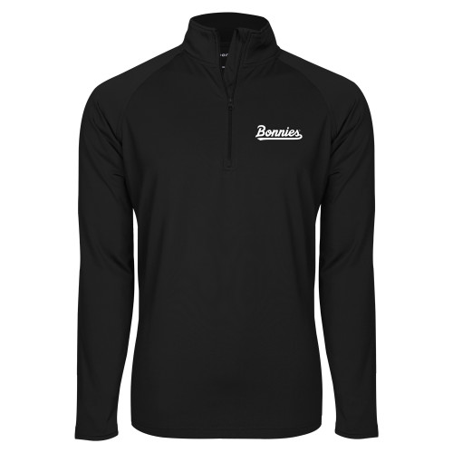  Sport Tek Black Sport Wick Stretch 1/2 Zip Pullover - St Bonaventure Bonnies Script