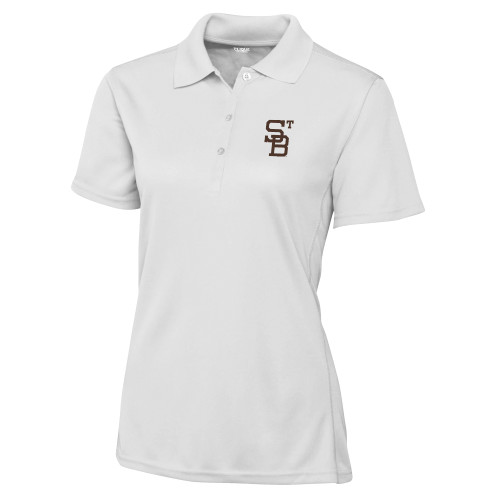  C&B Womens White Clique Ice Pique Polo - St Bonaventure Dice