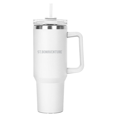  Hippo White Mug & Straw Lid with Twist Closure 40 oz - St Bonaventure Collegiate Text Engraved