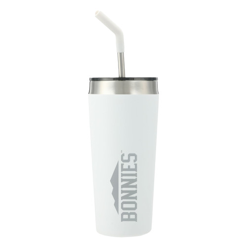  Faye White Vacuum Tumbler w/ Stainless Steel Straw 20 oz - St Bonaventure Bonnies Rolling Hills Engraved