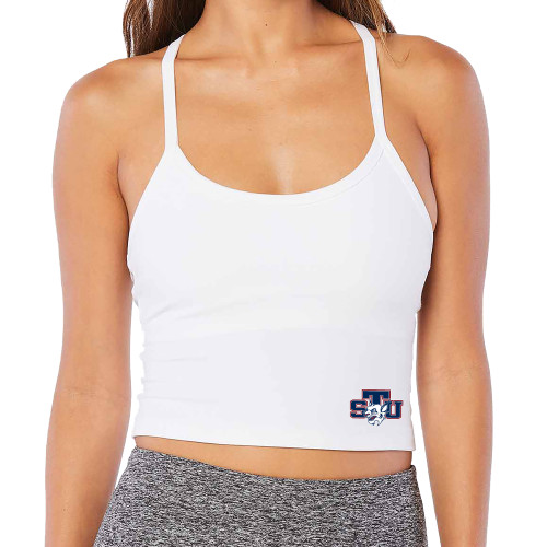  Beyond Yoga Womens Cloud White Spacedye Slim Racerback Cropped Tank - STU w/ Bobcat Head