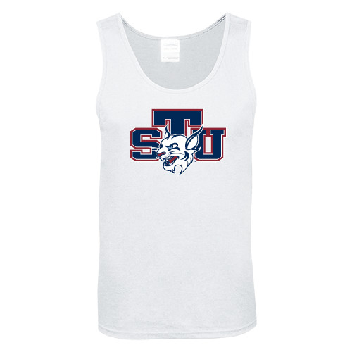  White Tank Top - STU w/ Bobcat Head