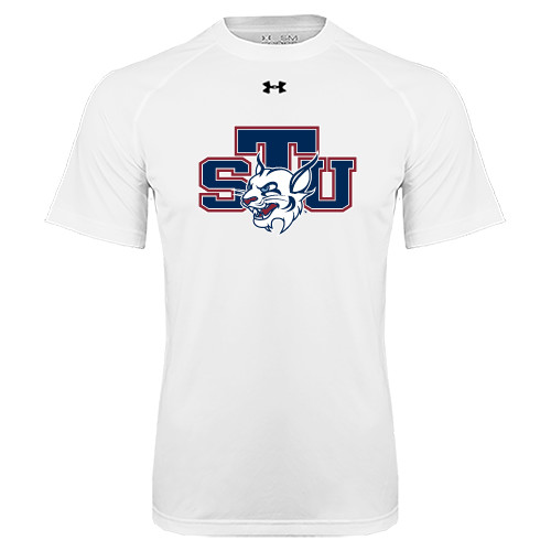  Under Armour White Tech Tee - STU w/ Bobcat Head