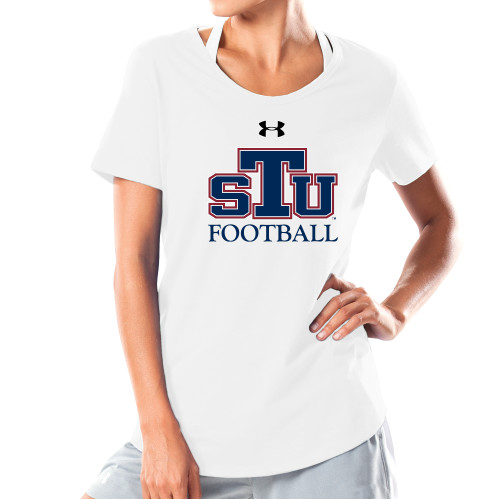  Under Armour Womens White Charged Cotton Tee - Football
