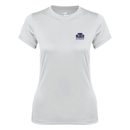  Womens White Performance Tee - Official Logo
