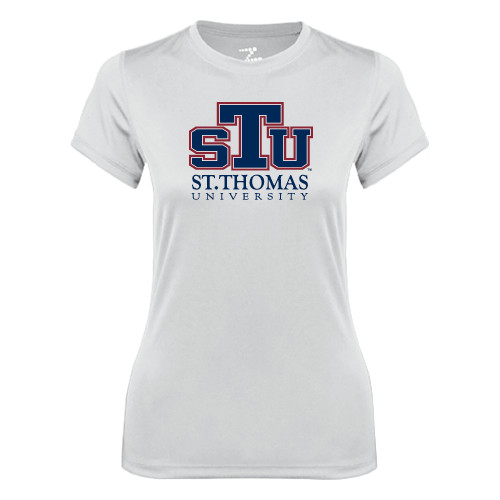  Womens White Performance Tee - Official Logo