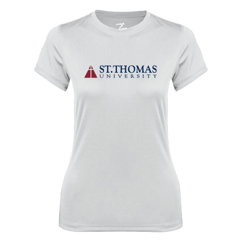  Womens White Performance Tee - University Mark