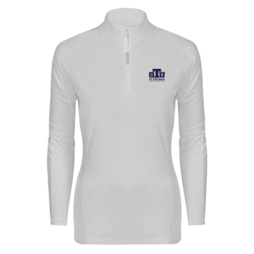  Syntrel Womens White Interlock 1/4 Zip - Official Logo
