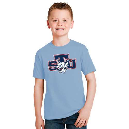  Youth Light Blue T Shirt - STU w/ Bobcat Head