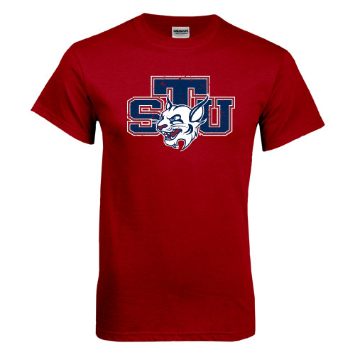  Cardinal T Shirt - STU w/ Bobcat Head Distressed