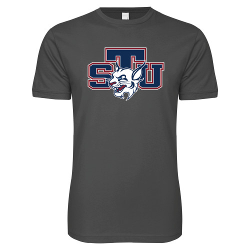  Next Level Charcoal SoftStyle T Shirt - STU w/ Bobcat Head