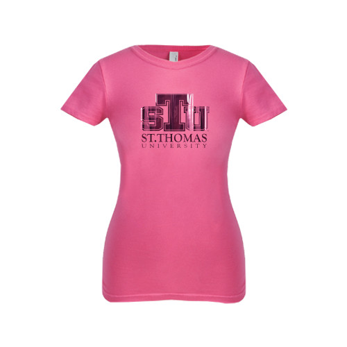  Next Level Girls Fuchsia Fashion Fit T Shirt - Official Logo Foil